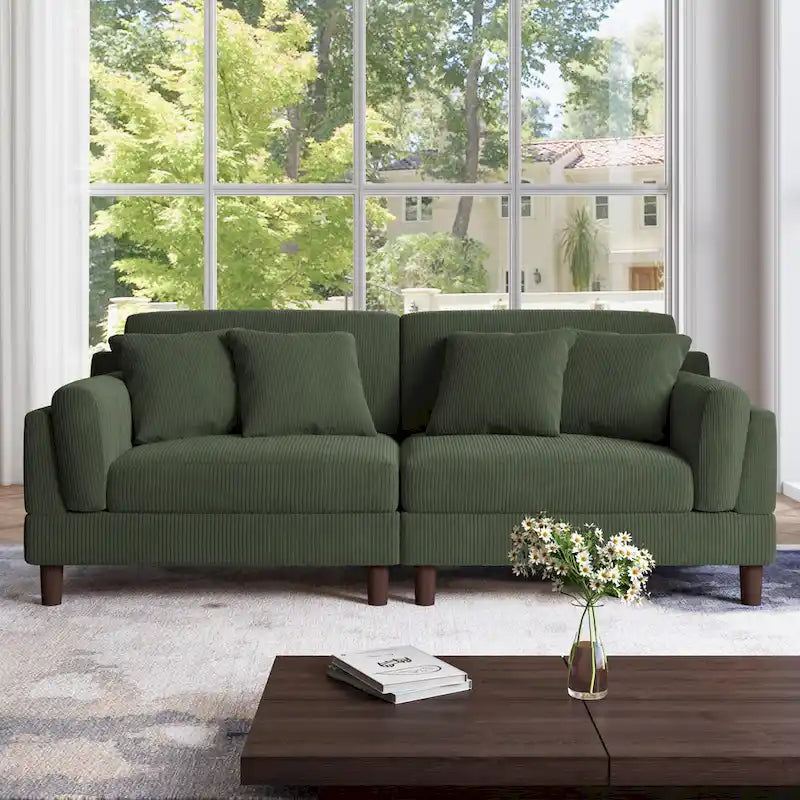 Corduroy 2-Seater Sofa | Orange / Gray / Green / Beige / Light Grey