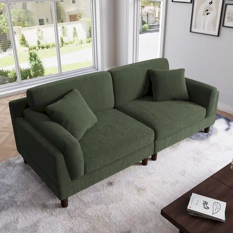 Corduroy 2-Seater Sofa | Orange / Gray / Green / Beige / Light Grey