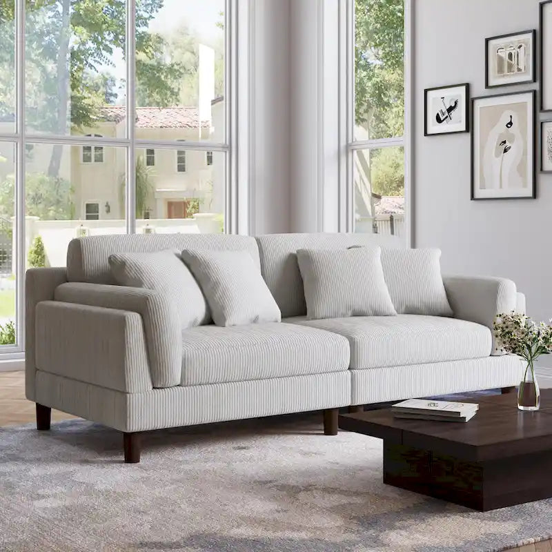 Corduroy 2-Seater Sofa | Orange / Gray / Green / Beige / Light Grey