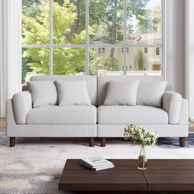 Corduroy 2-Seater Sofa | Orange / Gray / Green / Beige / Light Grey