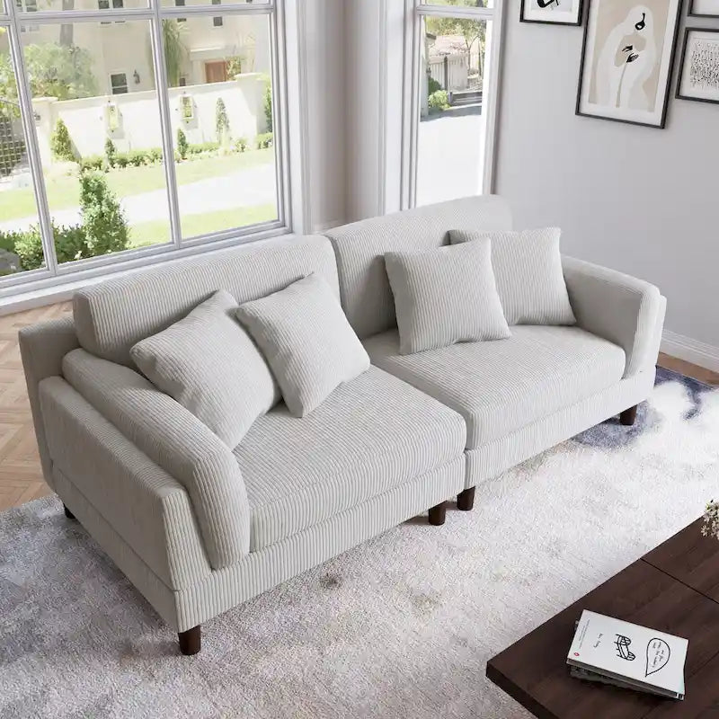 Corduroy 2-Seater Sofa | Orange / Gray / Green / Beige / Light Grey