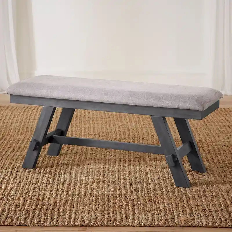 Espresso / Grey Transitional Upholstered Bench – Seats 1