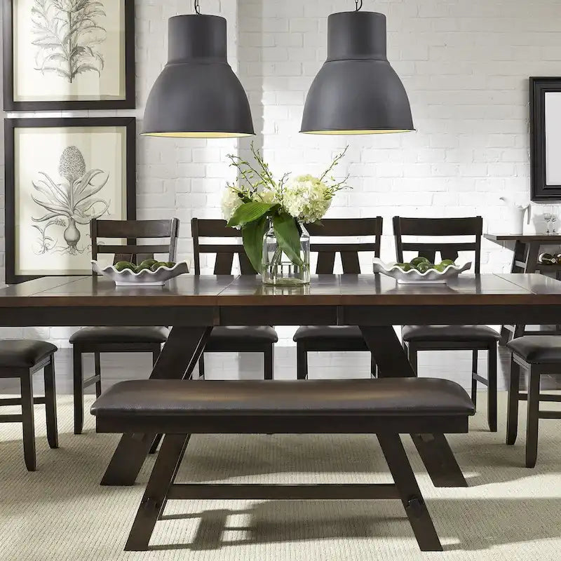 Espresso / Grey Transitional Upholstered Bench – Seats 1