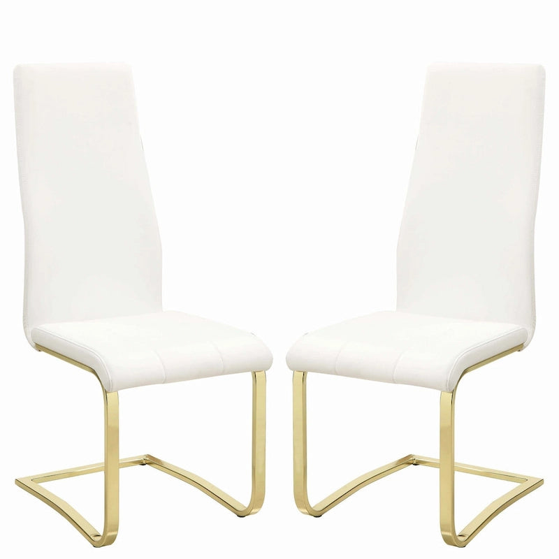 White & Gold Round Glass Top Dining Set – Seats 4