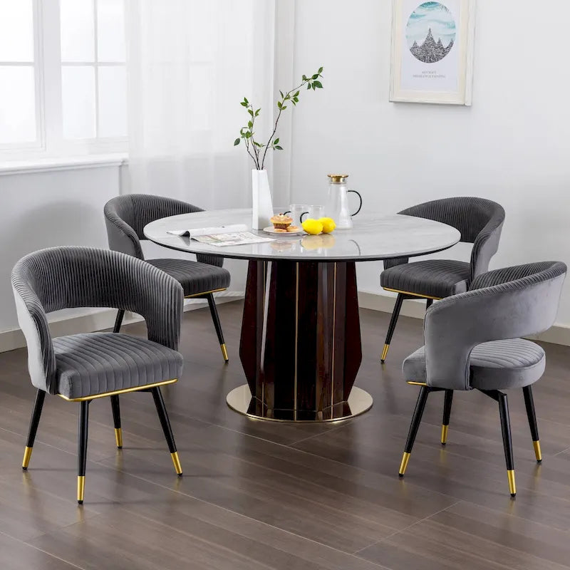 Grey/Blue/Green Velvet Swivel Dining Chair with Arms, Set of 2