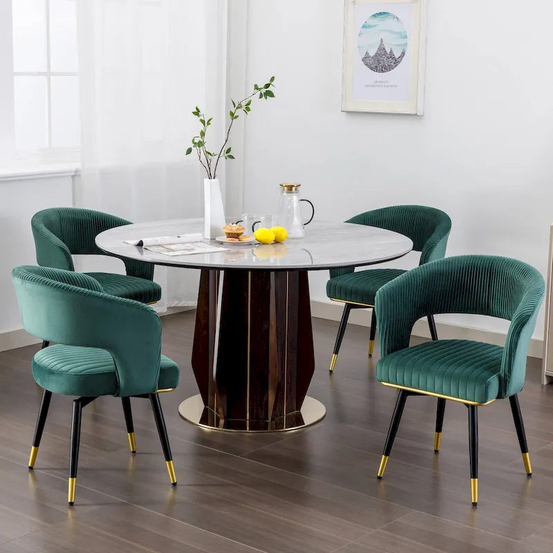 Grey/Blue/Green Velvet Swivel Dining Chair with Arms, Set of 2