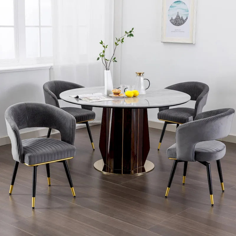 Grey/Blue/Green Velvet Swivel Dining Chair with Arms, Set of 2