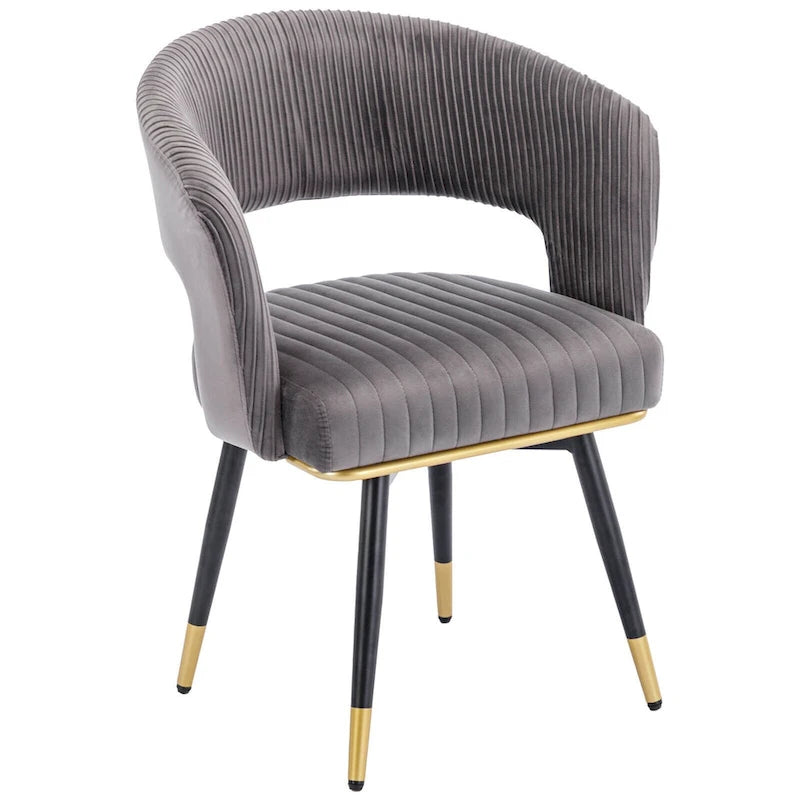 Grey/Blue/Green Velvet Swivel Dining Chair with Arms, Set of 2