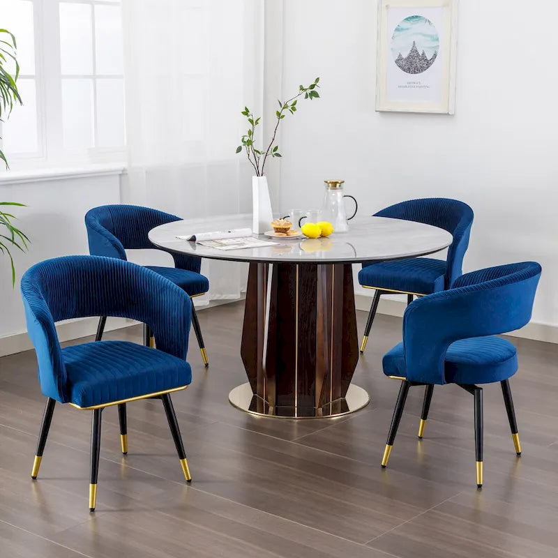 Grey/Blue/Green Velvet Swivel Dining Chair with Arms, Set of 2