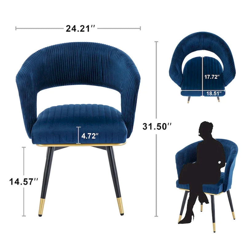 Grey/Blue/Green Velvet Swivel Dining Chair with Arms, Set of 2