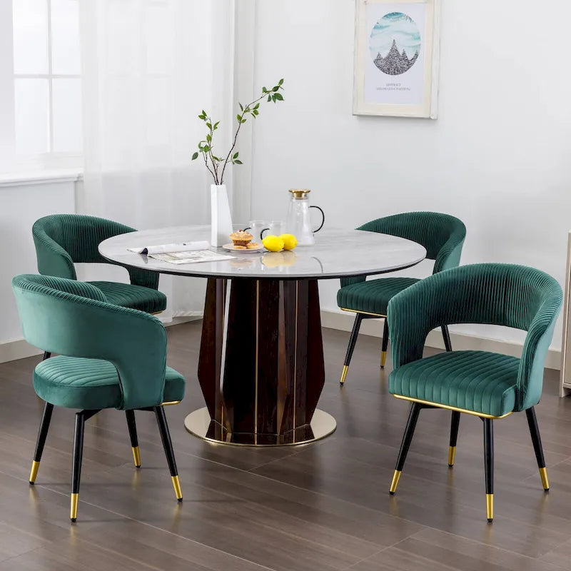 Grey/Blue/Green Velvet Swivel Dining Chair with Arms, Set of 2