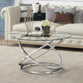 Round Glass/Stone Top End Table with Chrome/Gold Metal Base