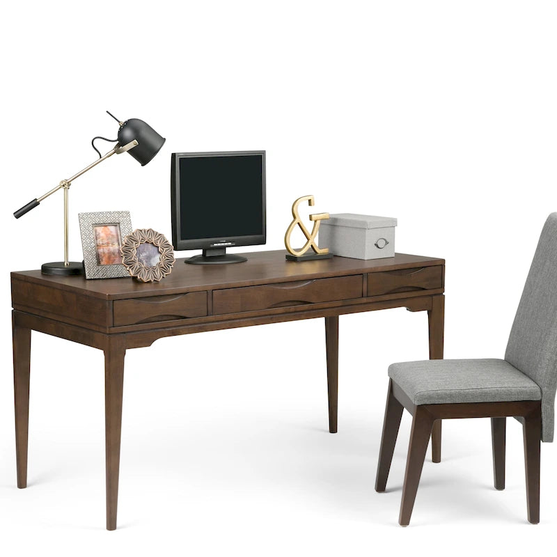 60" Mid-Century Writing Desk – Walnut / White / Light Golden Brown / Farmhouse Grey / Black | 1-Person