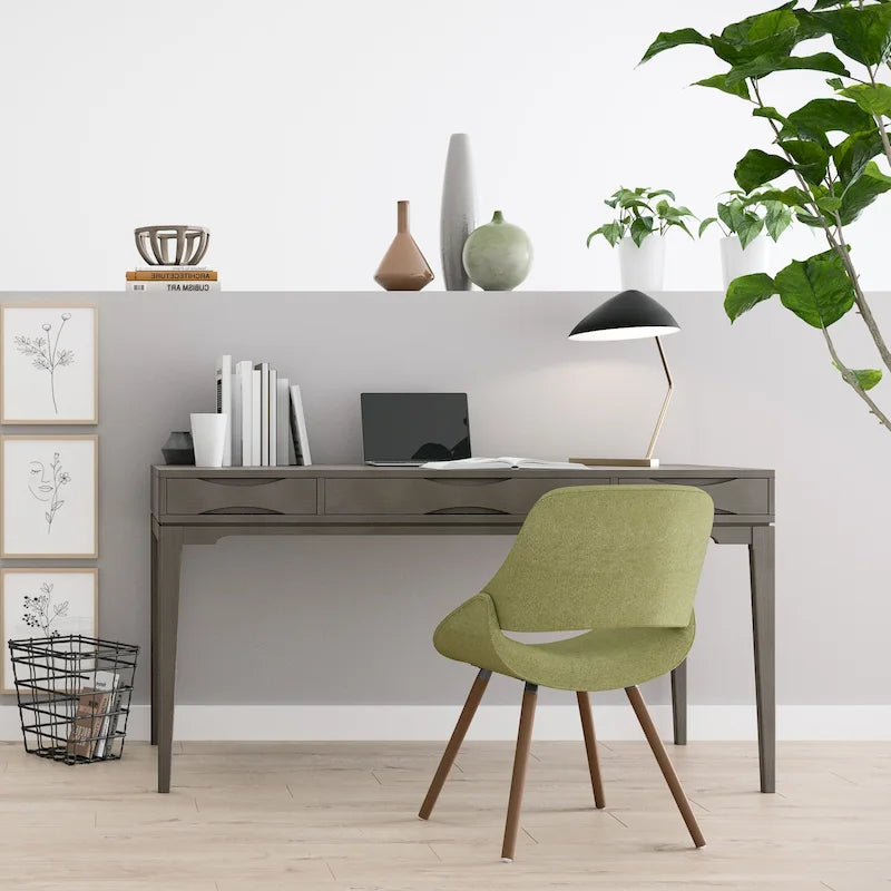 60" Mid-Century Writing Desk – Walnut / White / Light Golden Brown / Farmhouse Grey / Black | 1-Person