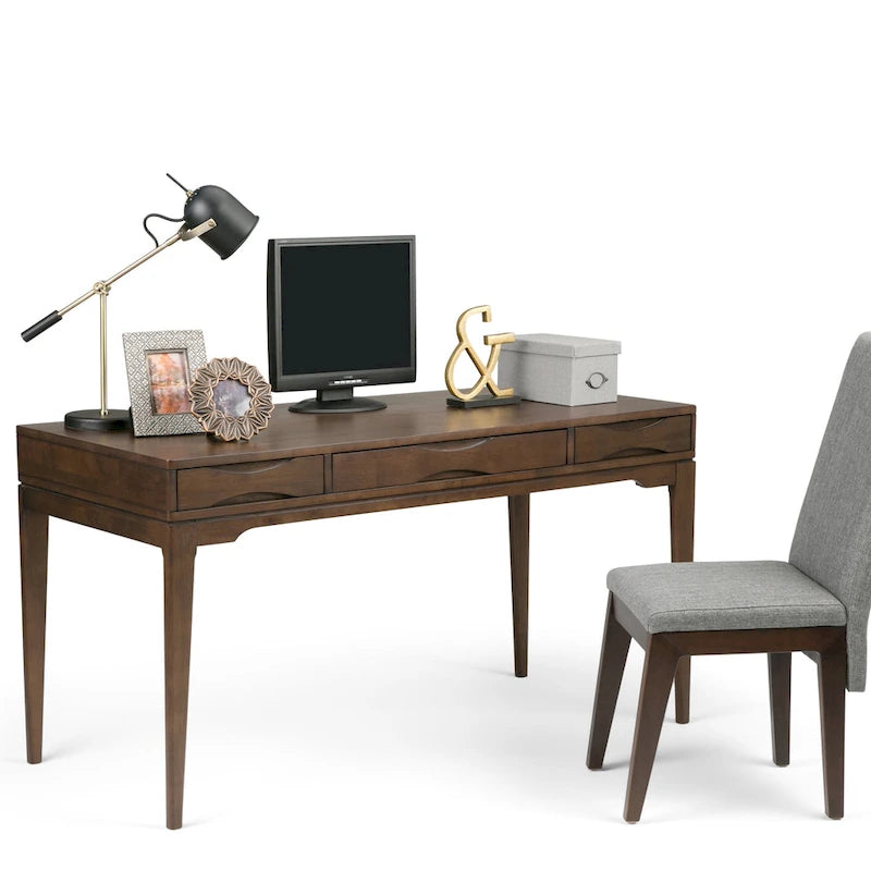 WYNDENHALL Pearson SOLID HARDWOOD Mid Century Modern 60 inch Wide Writing Office Desk