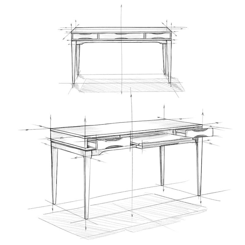 60" Mid-Century Writing Desk – Walnut / White / Light Golden Brown / Farmhouse Grey / Black | 1-Person