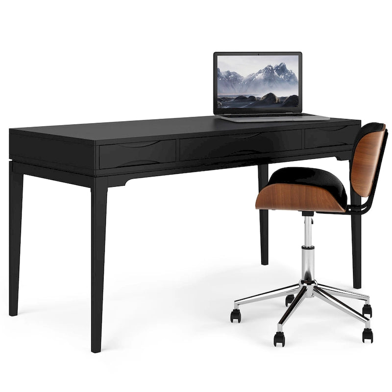 60" Mid-Century Writing Desk – Walnut / White / Light Golden Brown / Farmhouse Grey / Black | 1-Person