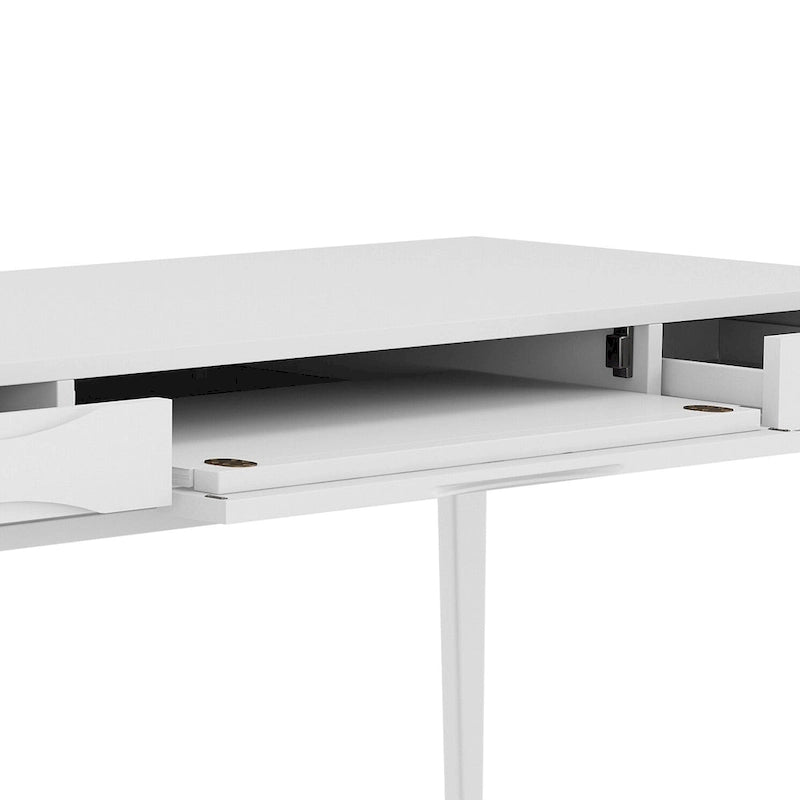 60" Mid-Century Writing Desk – Walnut / White / Light Golden Brown / Farmhouse Grey / Black | 1-Person