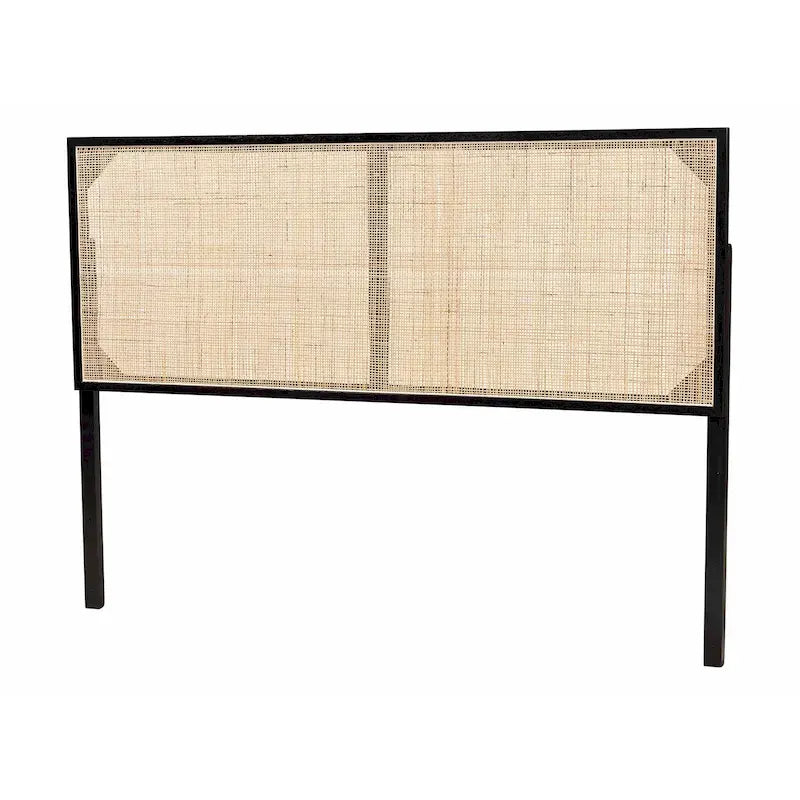 Black / Dark Brown / Natural Brown Bayur Wood & Rattan Queen Headboard