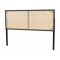 Black / Dark Brown / Natural Brown Bayur Wood & Rattan Queen Headboard