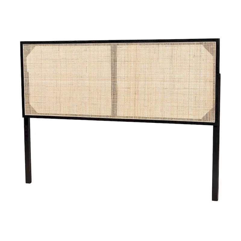 Black / Dark Brown / Natural Brown Bayur Wood & Rattan Queen Headboard