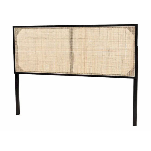 Black / Dark Brown / Natural Brown Bayur Wood & Rattan Queen Headboard