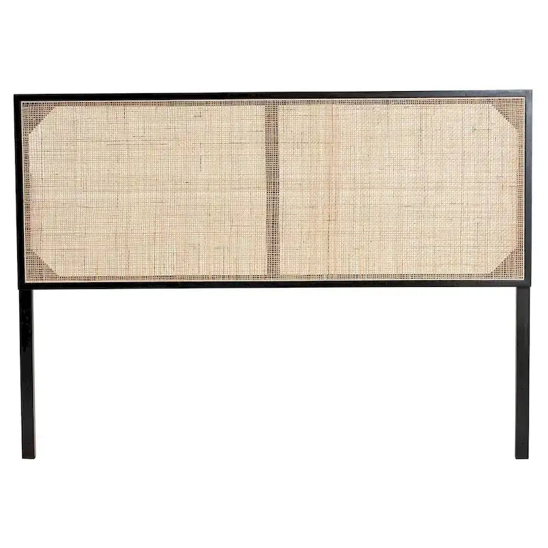 Black / Dark Brown / Natural Brown Bayur Wood & Rattan Queen Headboard