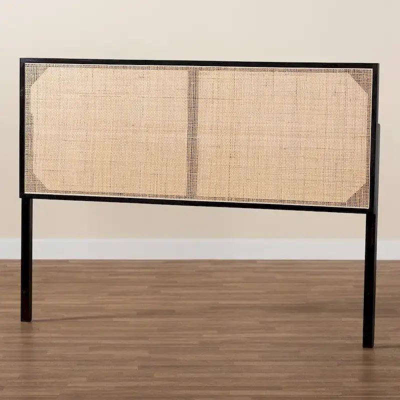 Black / Dark Brown / Natural Brown Bayur Wood & Rattan Queen Headboard