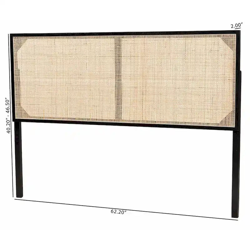 Black / Dark Brown / Natural Brown Bayur Wood & Rattan Queen Headboard