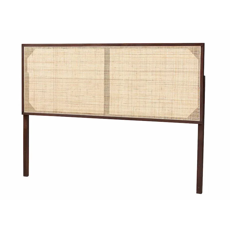 Black / Dark Brown / Natural Brown Bayur Wood & Rattan Queen Headboard