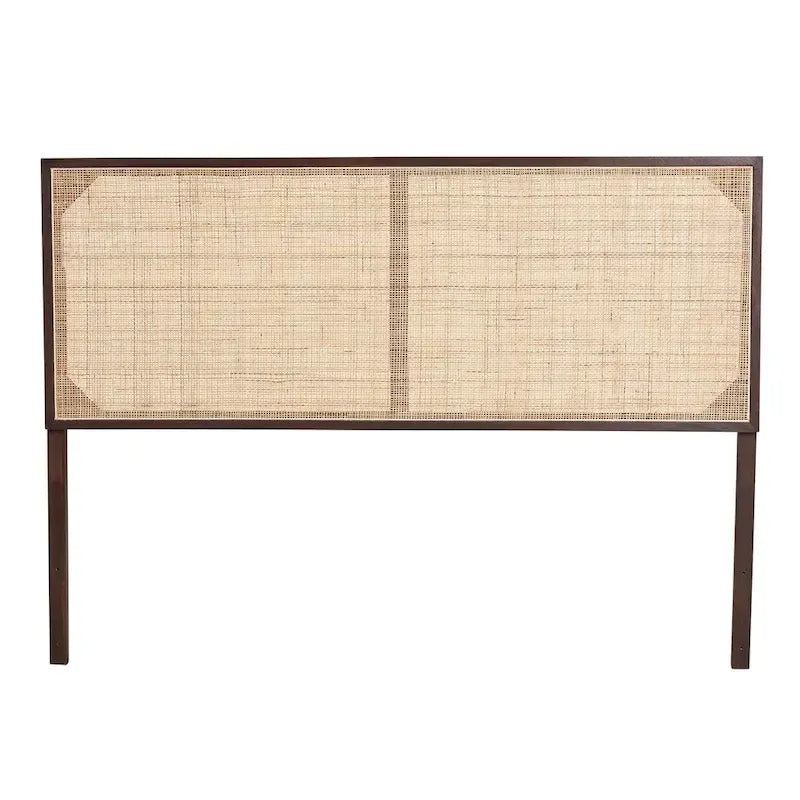 Black / Dark Brown / Natural Brown Bayur Wood & Rattan Queen Headboard