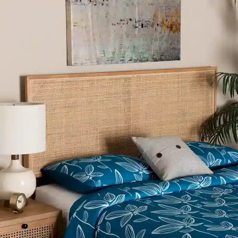Black / Dark Brown / Natural Brown Bayur Wood & Rattan Queen Headboard