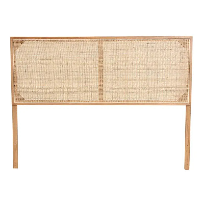 Black / Dark Brown / Natural Brown Bayur Wood & Rattan Queen Headboard