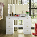 White / Black 9-Drawer Vanity with LED Mirror, 3 Mirrors, 1-Person Dressing Table