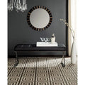 Black/Chrome Tufted PU Leather Bench, Seats 2, 43"W