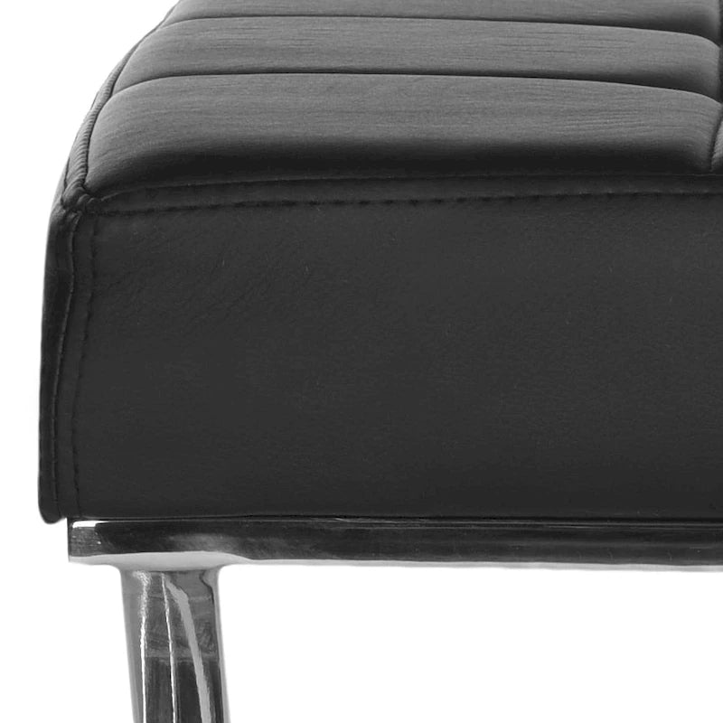 Black/Chrome Tufted PU Leather Bench, Seats 2, 43"W