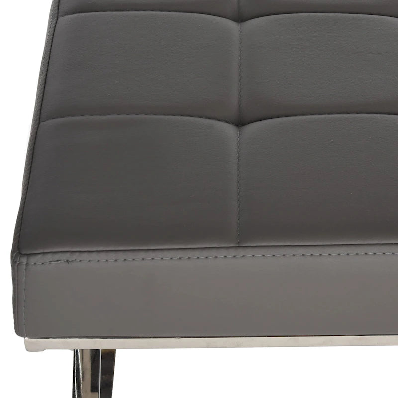 Black/Chrome Tufted PU Leather Bench, Seats 2, 43"W