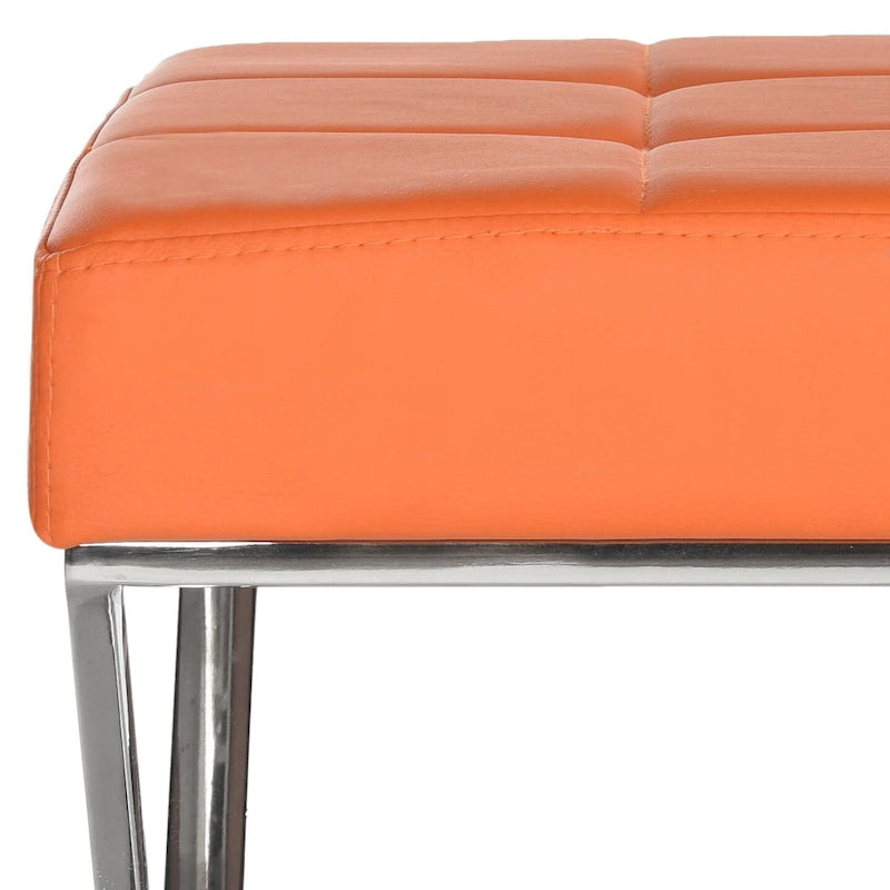 Black/Chrome Tufted PU Leather Bench, Seats 2, 43"W