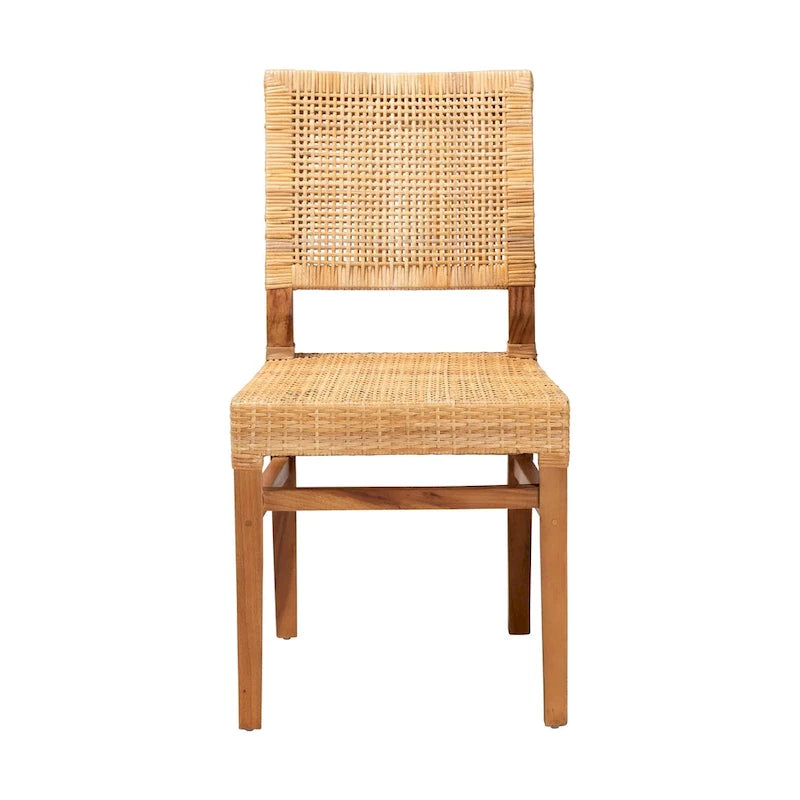 Natural Brown & Walnut Brown Bohemian Rattan Dining Chair (Seats 1)