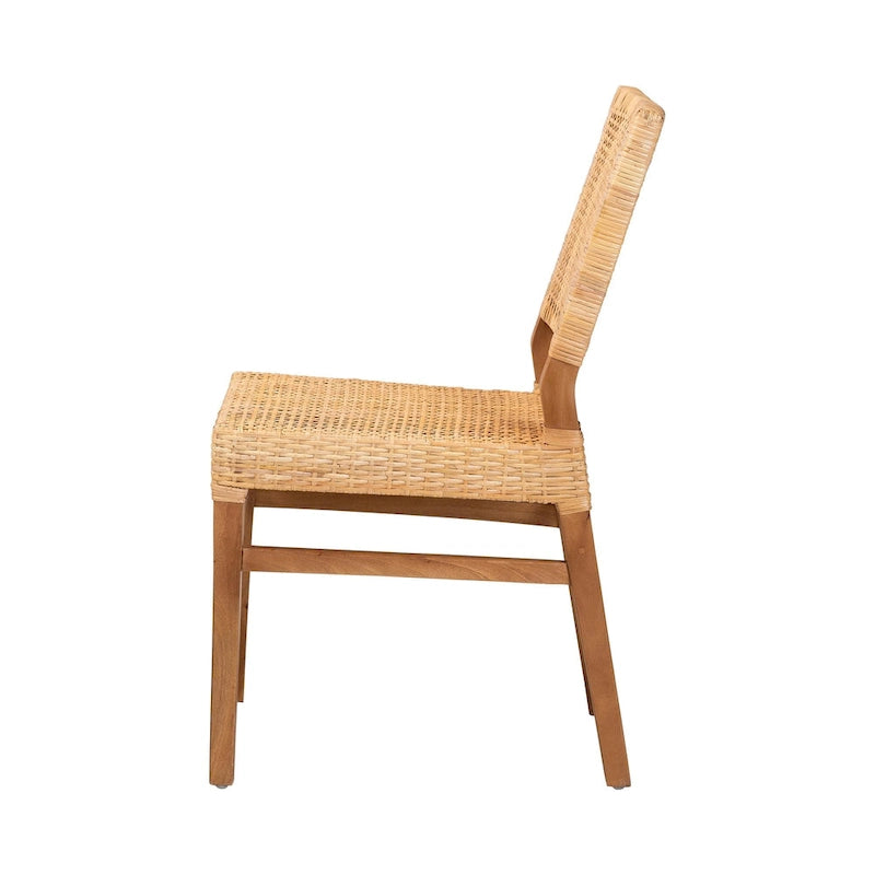 Natural Brown & Walnut Brown Bohemian Rattan Dining Chair (Seats 1)