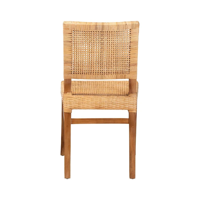 Natural Brown & Walnut Brown Bohemian Rattan Dining Chair (Seats 1)