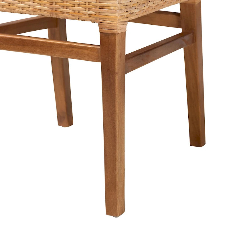 Natural Brown & Walnut Brown Bohemian Rattan Dining Chair (Seats 1)