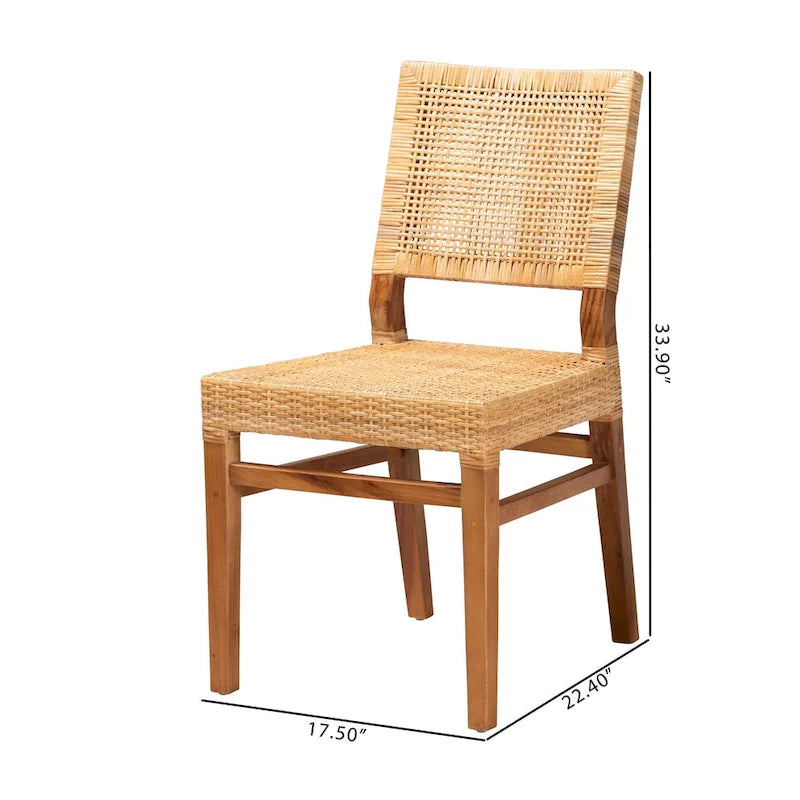 Natural Brown & Walnut Brown Bohemian Rattan Dining Chair (Seats 1)