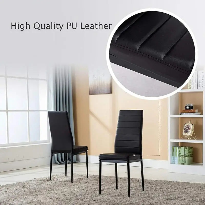 7-Piece Black Glass Dining Set for 6