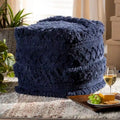 Navy / Ivory / Orange Moroccan Pouf Ottoman – 1-Person Seat