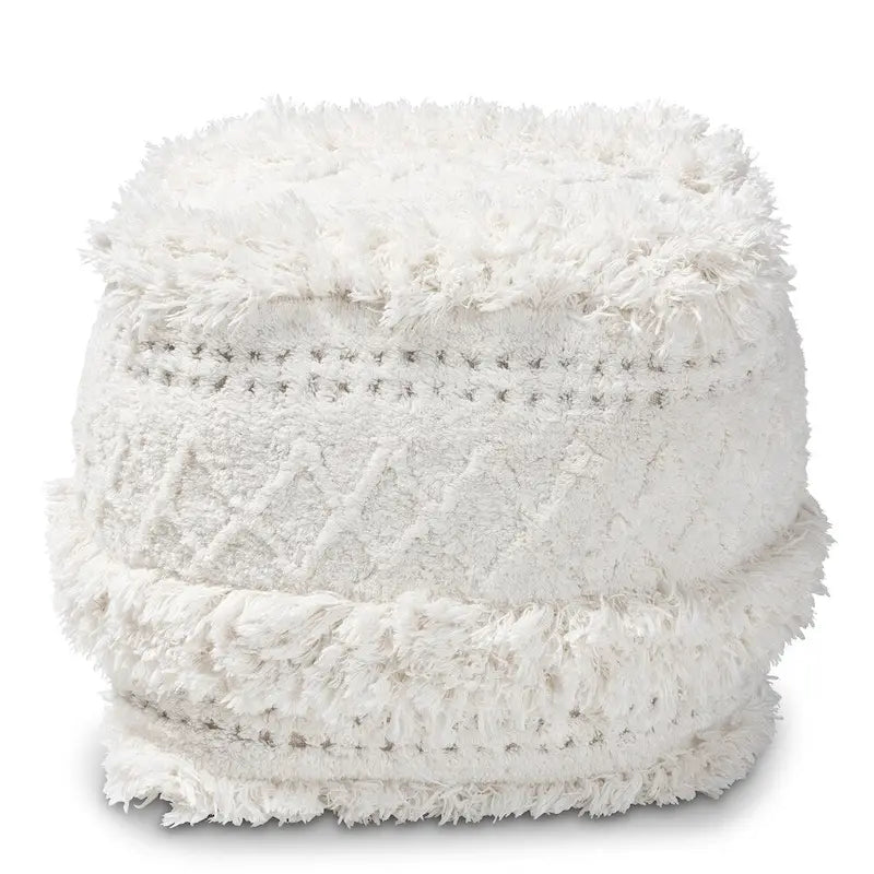 Navy / Ivory / Orange Moroccan Pouf Ottoman – 1-Person Seat