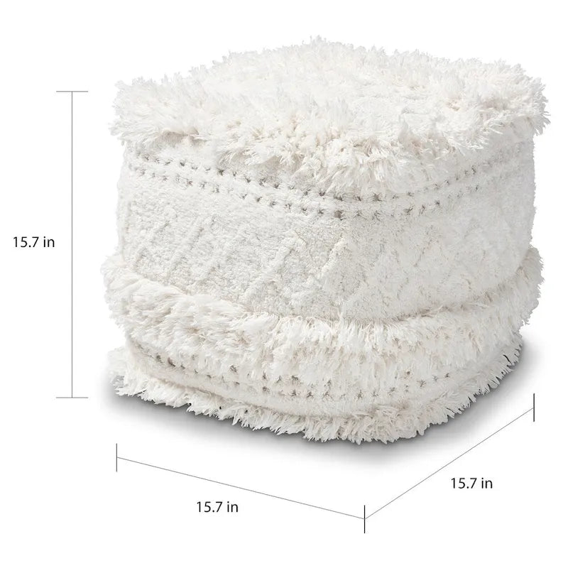 Navy / Ivory / Orange Moroccan Pouf Ottoman – 1-Person Seat