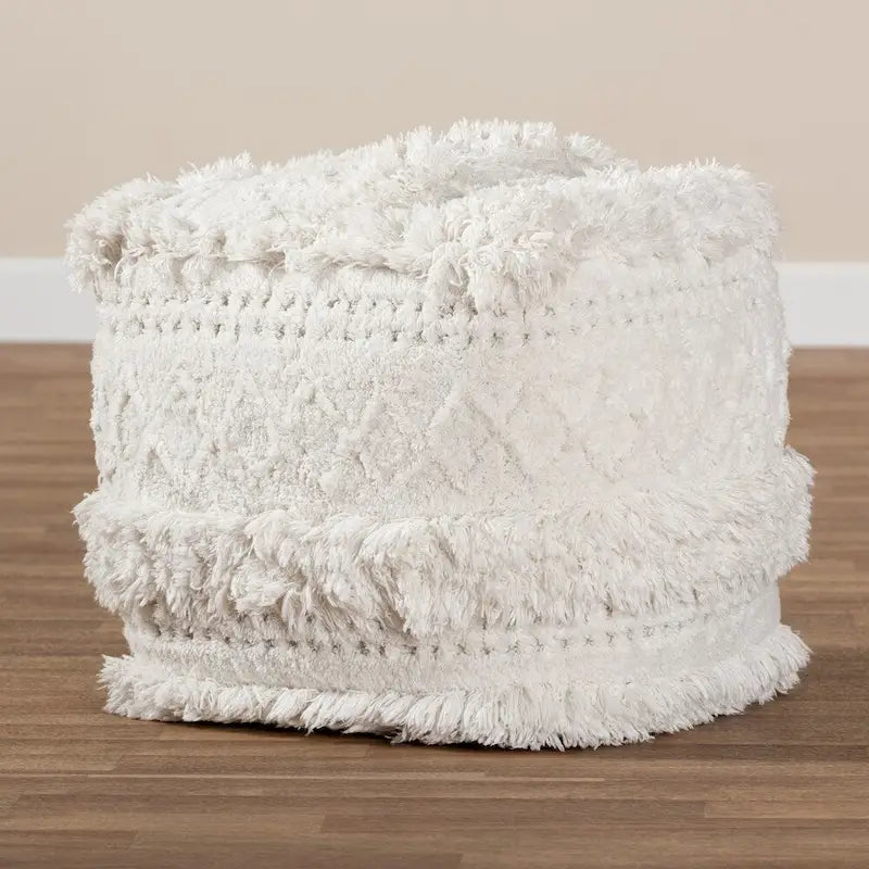 Navy / Ivory / Orange Moroccan Pouf Ottoman – 1-Person Seat