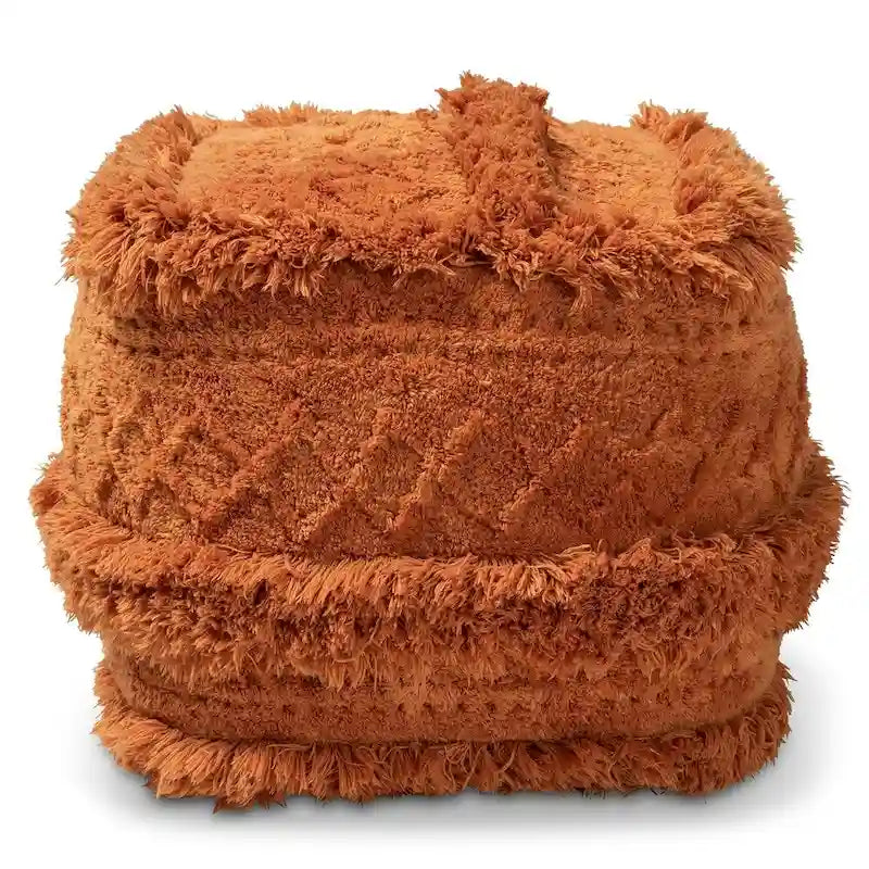 Navy / Ivory / Orange Moroccan Pouf Ottoman – 1-Person Seat