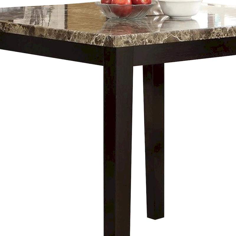 Brown Faux Marble Top Wooden High Table – Seats 4–6